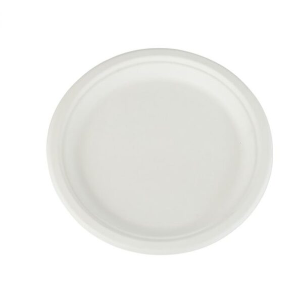 Talerz okrągły z trzciny cukrowej 23cm, op.50szt biały