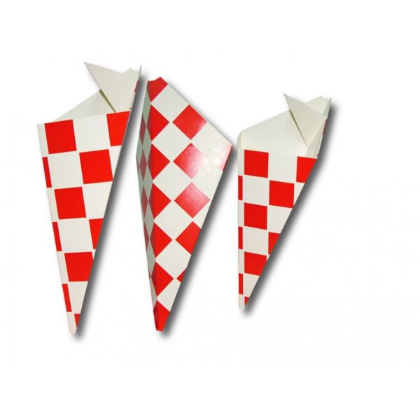 Rożek mały 350ml z miejscem na DIP KRATKA CZERWONA 100szt