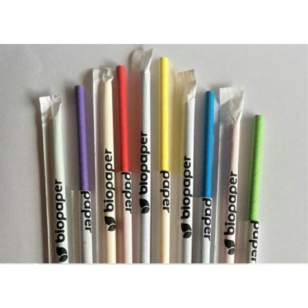 Słomki ekologiczne papierowe śr.7mm dł 20cm MIX kolorów