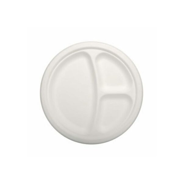 Talerz trójdzielny  z trzciny cukrowej okrągły, średnica 23cm