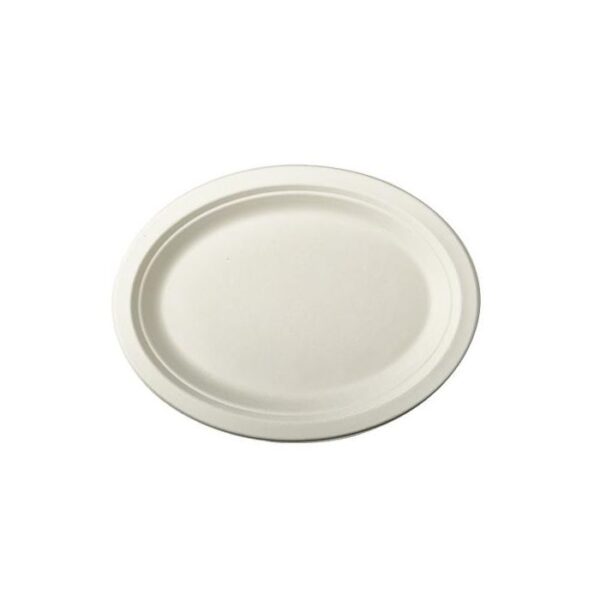 Talerz z trzciny cukrowej owalny 26cm op. 50szt, biały