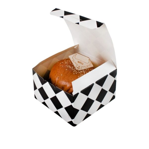 Pudełko do burgerów kratka czarna 140x140